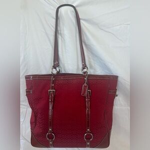 Coach Red Signature Tote